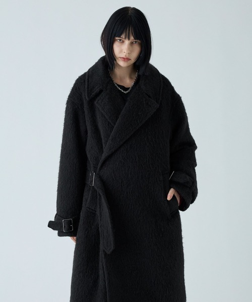 VELNUS】Long shaggy loose tyrocken coat/ロングシャギールーズタイ