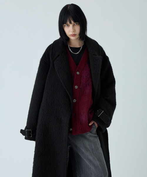 VELNUS】Long shaggy loose tyrocken coat/ロングシャギールーズタイ