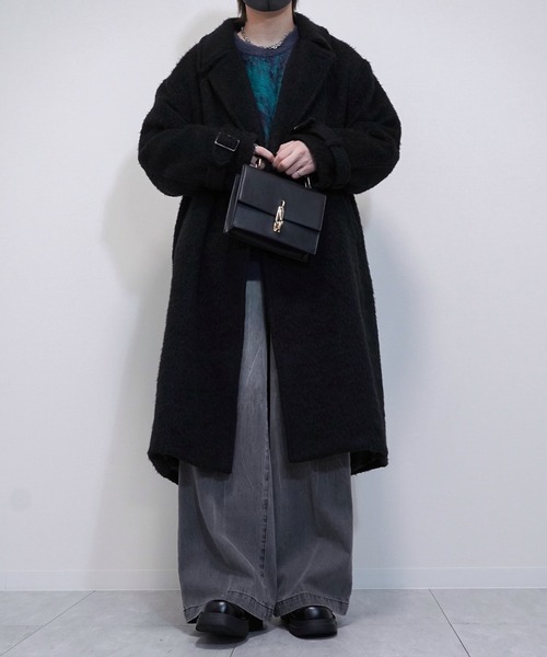 VELNUS(ベルナス)の「【VELNUS】Long shaggy loose tyrocken coat/ロングシャギールーズタイロッケンコート(チェスターコート・メンズ・ブラック/チャコールグレー・L/M/S)」の4枚目の写真