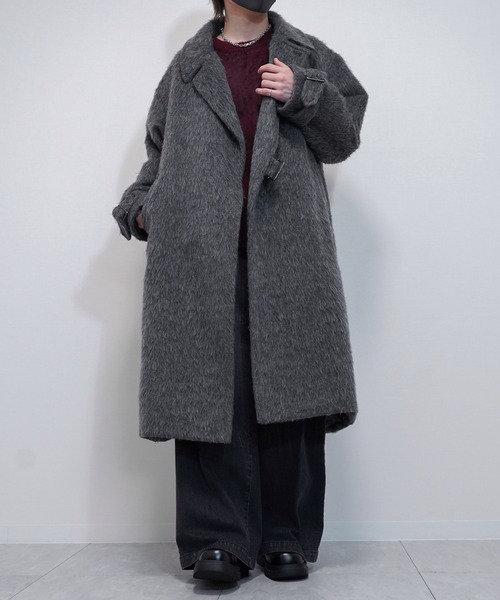 VELNUS(ベルナス)の「【VELNUS】Long shaggy loose tyrocken coat/ロングシャギールーズタイロッケンコート(チェスターコート・メンズ・ブラック/チャコールグレー・L/M/S)」の9枚目の写真