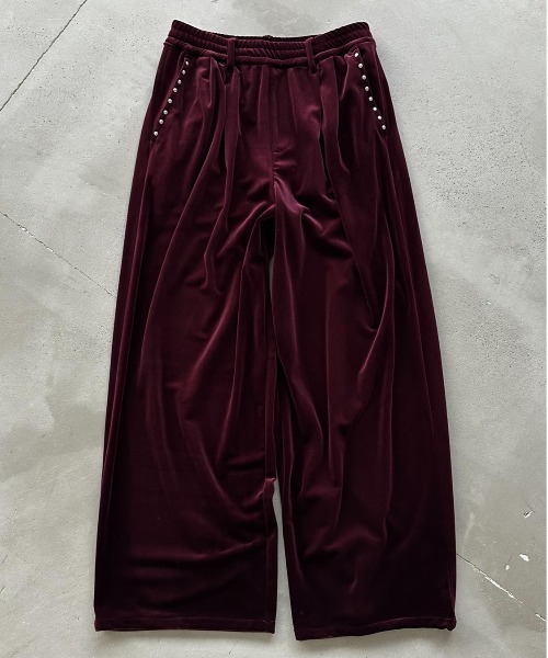 Perushu（ペルーシュ）の「ベロアスタッズワイドパンツ（その他パンツ・メンズ・ブラック/ブラウン/ボルドー・LARGE/SMALL/MEDIUM）」の3枚目の写真