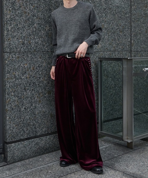Perushu（ペルーシュ）の「ベロアスタッズワイドパンツ（その他パンツ・メンズ・ブラック/ブラウン/ボルドー・LARGE/SMALL/MEDIUM）」の17枚目の写真