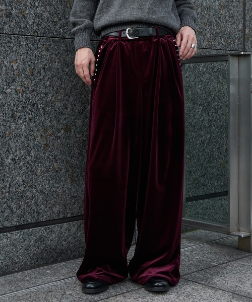 Perushu（ペルーシュ）の「ベロアスタッズワイドパンツ（その他パンツ・メンズ・ブラック/ブラウン/ボルドー・LARGE/SMALL/MEDIUM）」の8枚目の写真