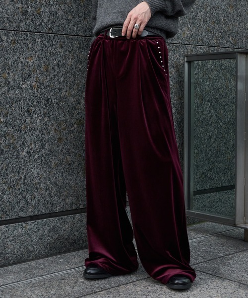Perushu（ペルーシュ）の「ベロアスタッズワイドパンツ（その他パンツ・メンズ・ブラック/ブラウン/ボルドー・LARGE/SMALL/MEDIUM）」の6枚目の写真