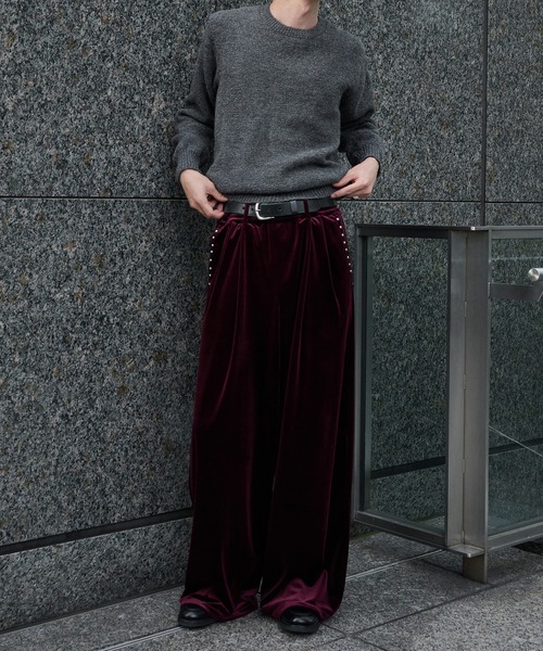 Perushu（ペルーシュ）の「ベロアスタッズワイドパンツ（その他パンツ・メンズ・ブラック/ブラウン/ボルドー・LARGE/SMALL/MEDIUM）」の16枚目の写真