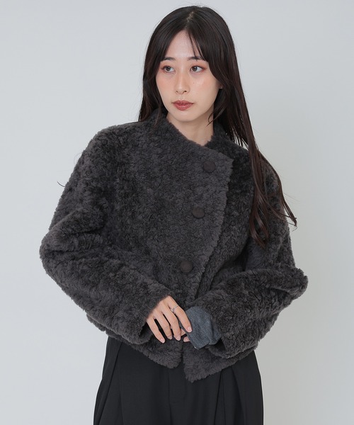 セール】wool boa wrap short coat（その他アウター）｜SUWDEE