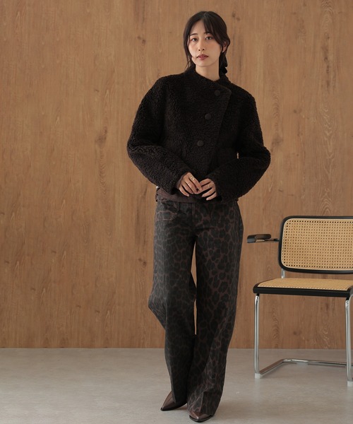 SUWDEE(スーディー)の「wool boa wrap short coat(その他アウター・レディース・アイボリー/チャコールグレー/ブラウン・FREE)」の12枚目の写真