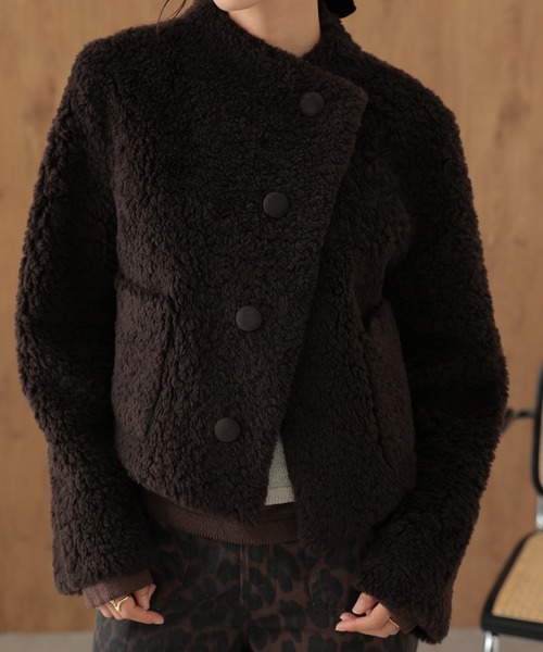 SUWDEE(スーディー)の「wool boa wrap short coat(その他アウター・レディース・アイボリー/チャコールグレー/ブラウン・FREE)」の13枚目の写真