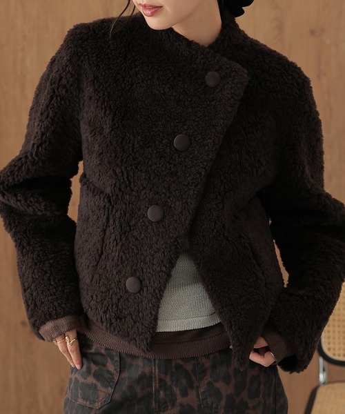 SUWDEE(スーディー)の「wool boa wrap short coat(その他アウター・レディース・アイボリー/チャコールグレー/ブラウン・FREE)」の16枚目の写真