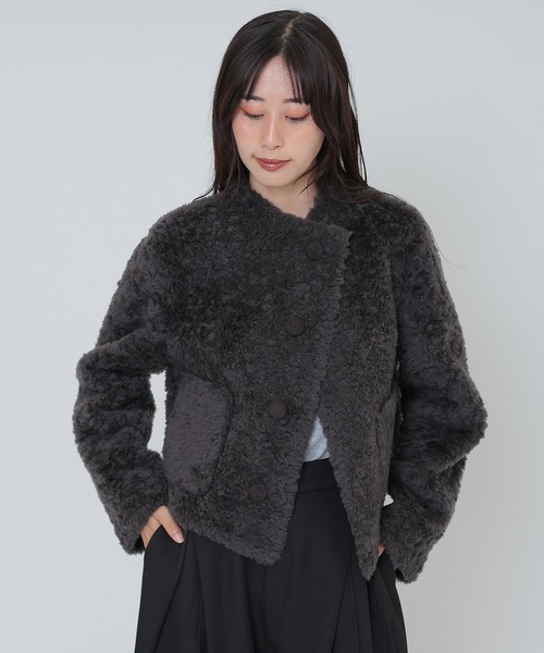 セール】wool boa wrap short coat（その他アウター）｜SUWDEE