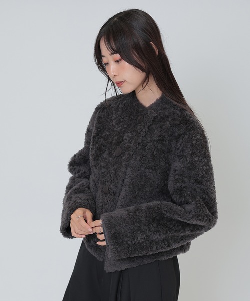セール】wool boa wrap short coat（その他アウター）｜SUWDEE