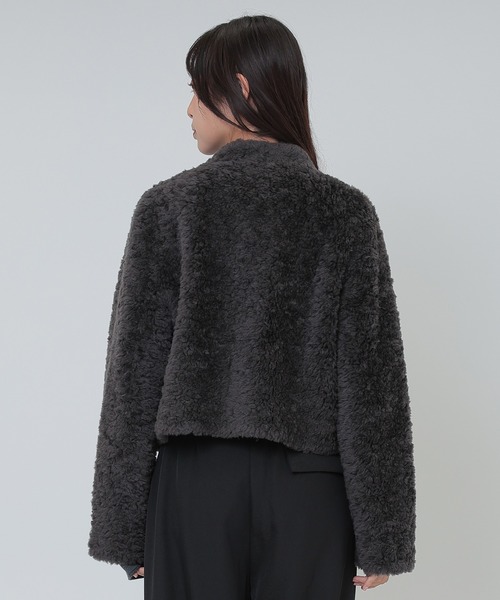 SUWDEE(スーディー)の「wool boa wrap short coat(その他アウター・レディース・アイボリー/チャコールグレー/ブラウン・FREE)」の9枚目の写真