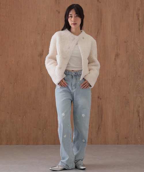 SUWDEE(スーディー)の「wool boa wrap short coat(その他アウター・レディース・アイボリー/チャコールグレー/ブラウン・FREE)」の20枚目の写真