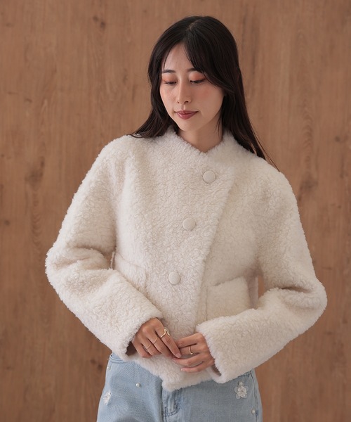 セール】wool boa wrap short coat（その他アウター）｜SUWDEE