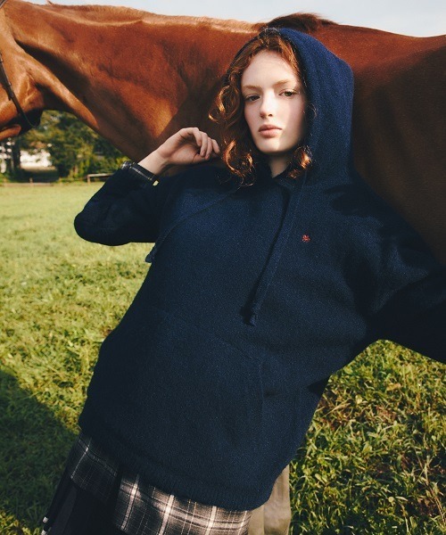 Heather（ヘザー）の「【POLO BCS(ポロ・ビーシーエス)】ニットフーディ　595484（ニット/セーター・レディース・グレー/アイボリー/ネイビー・FREE）」の4枚目の写真