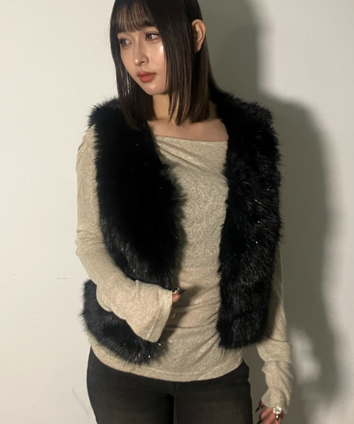A'GEM/9 × .kom 『.KOM/ドットケーオーエム』 Y2K Faux Fur Gilet Top