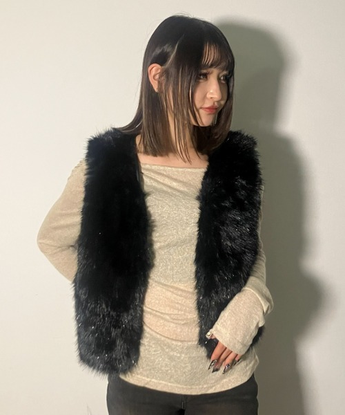 1*2様 y2k ファーベスト ROUSHATTE ブラック A'GEM/9 × .kom 『.KOM