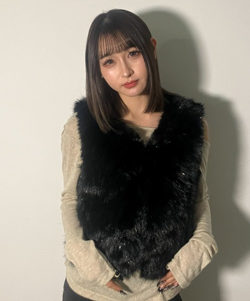 A'GEM/9 × .kom 『.KOM/ドットケーオーエム』 Y2K Faux Fur Gilet Top