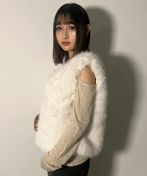 A'GEM/9 × .kom 『.KOM/ドットケーオーエム』 Y2K Faux Fur Gilet Top