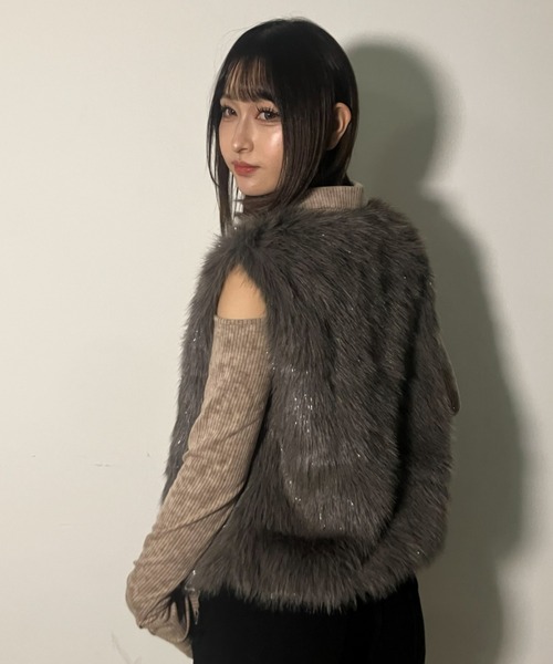 A'GEM/9 × .kom 『.KOM/ドットケーオーエム』 Y2K Faux Fur Gilet Top