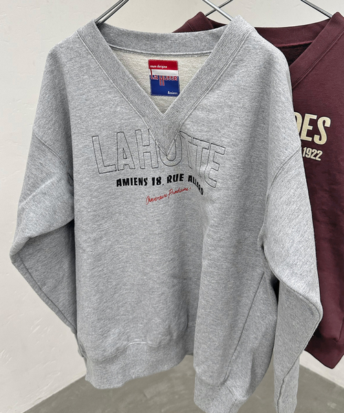 Spick & Span(スピックアンドスパン)の「《追加》La Hutte / ラ ユット 別注Vネックスウェット*(スウェット・レディース・アイボリー/ボルドー/グレー・FREE)」の5枚目の写真