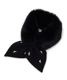 SHOO・LA・RUE(シューラルー)のファー×パール風付きニットティペット(ストール/ショール)