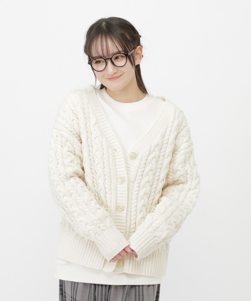 セール】モコモコケーブルニットカーディガン/AND YUA ANY/600776