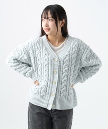 GLOBAL WORK(グローバルワーク)のモコモコケーブルニットカーディガン/AND YUA ANY/600776(カーディガン/ボレロ)
