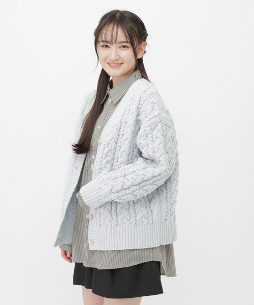 セール】モコモコケーブルニットカーディガン/AND YUA ANY/600776