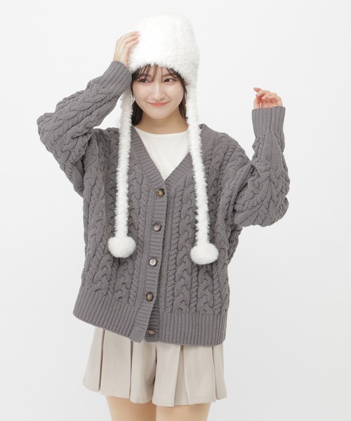 セール】モコモコケーブルニットカーディガン/AND YUA ANY/600776