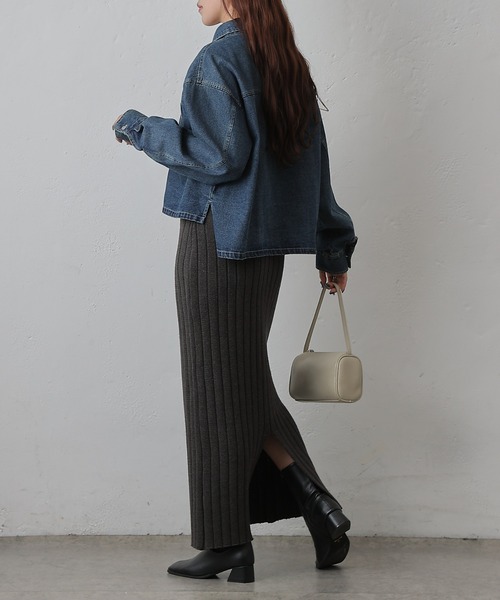 COLONY 2139(コロニートゥーワンスリーナイン)の「ワイドリブIラインニットスカート(スカート・レディース・ブラウン/グレー/チャコールグレー・FREE)」の10枚目の写真