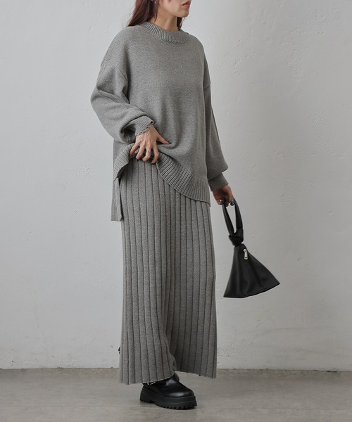 COLONY 2139(コロニートゥーワンスリーナイン)の「ワイドリブIラインニットスカート(スカート・レディース・ブラウン/グレー/チャコールグレー・FREE)」の19枚目の写真