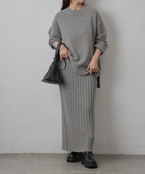 COLONY 2139(コロニートゥーワンスリーナイン)の「ワイドリブIラインニットスカート(スカート・レディース・ブラウン/グレー/チャコールグレー・FREE)」の16枚目の写真