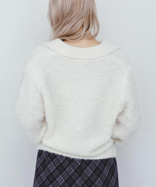 KBF（ケイビーエフ）の「フロントホックベアーニット（ニット/セーター・レディース・オフホワイト/ネイビー/ブラウン・ONE）」の5枚目の写真
