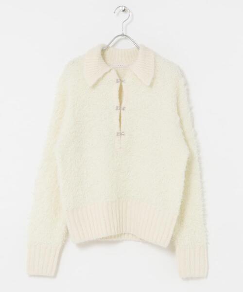 KBF（ケイビーエフ）の「フロントホックベアーニット（ニット/セーター・レディース・オフホワイト/ネイビー/ブラウン・ONE）」の10枚目の写真