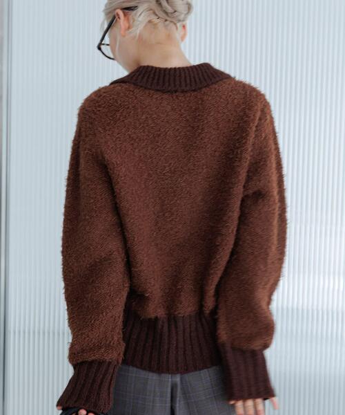 KBF（ケイビーエフ）の「フロントホックベアーニット（ニット/セーター・レディース・オフホワイト/ネイビー/ブラウン・ONE）」の15枚目の写真