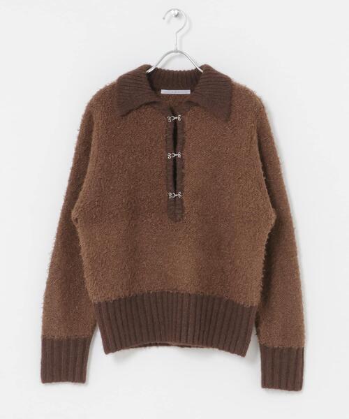 KBF（ケイビーエフ）の「フロントホックベアーニット（ニット/セーター・レディース・オフホワイト/ネイビー/ブラウン・ONE）」の19枚目の写真