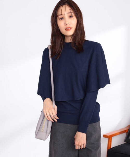 GALLORIA（ギャローリア）の「ケープ付ニット（ニット/セーター・レディース・モカ/ネイビー・LL/M/S/L）」の2枚目の写真