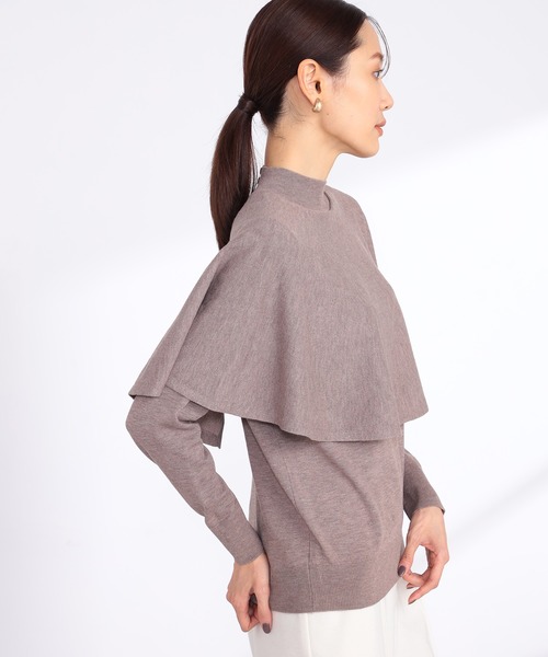 GALLORIA（ギャローリア）の「ケープ付ニット（ニット/セーター・レディース・モカ/ネイビー・LL/M/S/L）」の3枚目の写真