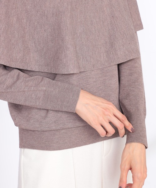 GALLORIA（ギャローリア）の「ケープ付ニット（ニット/セーター・レディース・モカ/ネイビー・LL/M/S/L）」の5枚目の写真