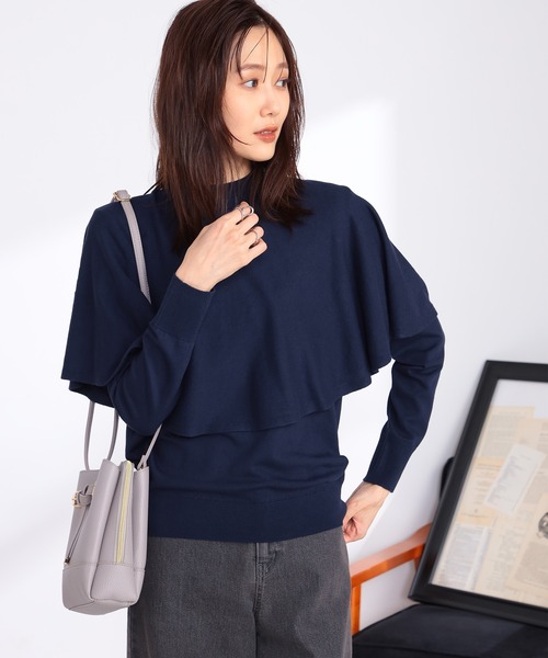GALLORIA（ギャローリア）の「ケープ付ニット（ニット/セーター・レディース・モカ/ネイビー・LL/M/S/L）」の7枚目の写真