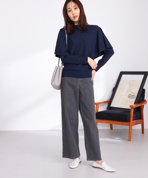 GALLORIA（ギャローリア）の「ケープ付ニット（ニット/セーター・レディース・モカ/ネイビー・LL/M/S/L）」の10枚目の写真