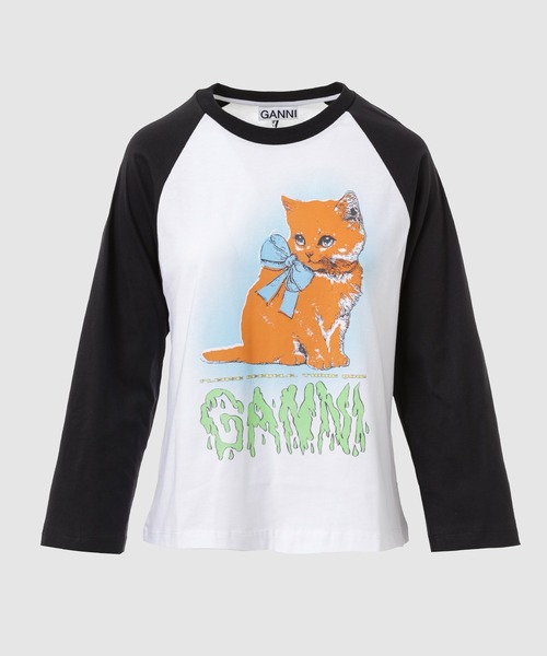 GANNI(ガニー)の「Basic Cotton Jersey Kitty Baby Fitted T-shirt(Tシャツ/カットソー・レディース・ホワイト系その他・XS/S/M/L)」の1枚目の写真