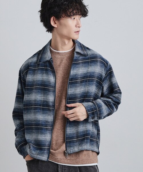 tk.TAKEO KIKUCHI(ティーケータケオキクチ)の「モールチェックZIPシャツ(シャツ/ブラウス・メンズ・ダークブラウン/ブルー系その他/ブラック・02/03/04)」の3枚目の写真