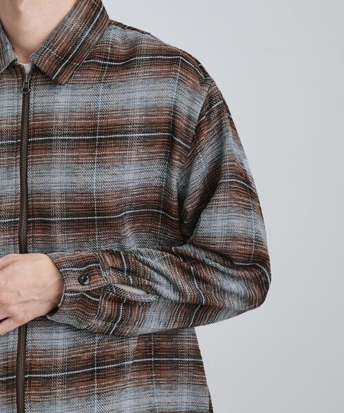 tk.TAKEO KIKUCHI(ティーケータケオキクチ)の「モールチェックZIPシャツ(シャツ/ブラウス・メンズ・ダークブラウン/ブルー系その他/ブラック・02/03/04)」の4枚目の写真