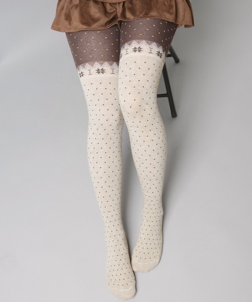 SPINNS（スピンズ）の「コットンタイツ/ドット/スノー（タイツ/ストッキング・レディース・グレー系その他・ONESIZE）」の3枚目の写真