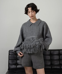 lawgy（ラウジー）の「fringe collar cable knit / フリンジカラーケーブルニット（ニット/セーター）」