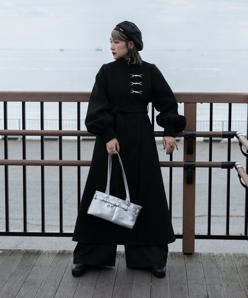 Mavie..7（メヴィセットゥ）の「【Mavie..7】【3サイズ展開】マフラーセットフレアロングコート（その他アウター・レディース・グレー/チャコールグレー・SMALL/MEDIUM/X-SMALL）」の3枚目の写真