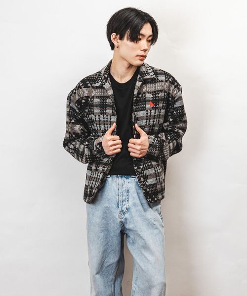 Healthknit Product(ヘルスニットプロダクト)の「Healthknit Product ヘルスニットプロダクト コヨーテ 刺繍 オルテガ柄 ジャケット(GW)(その他アウター・メンズ・ブラック/ブラウン・L/M/XL)」の4枚目の写真