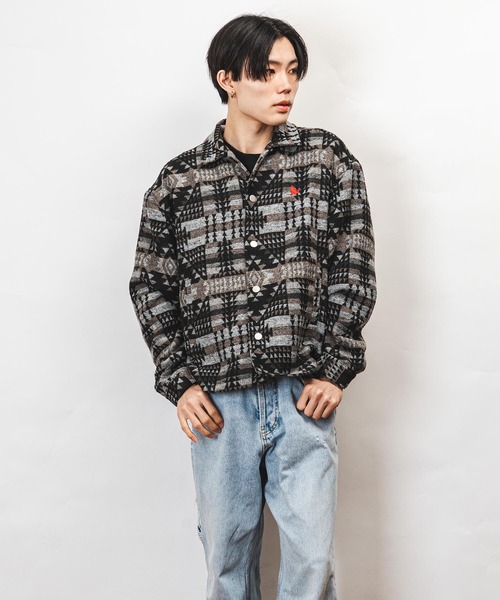 Healthknit Product(ヘルスニットプロダクト)の「Healthknit Product ヘルスニットプロダクト コヨーテ 刺繍 オルテガ柄 ジャケット(GW)(その他アウター・メンズ・ブラック/ブラウン・L/M/XL)」の9枚目の写真